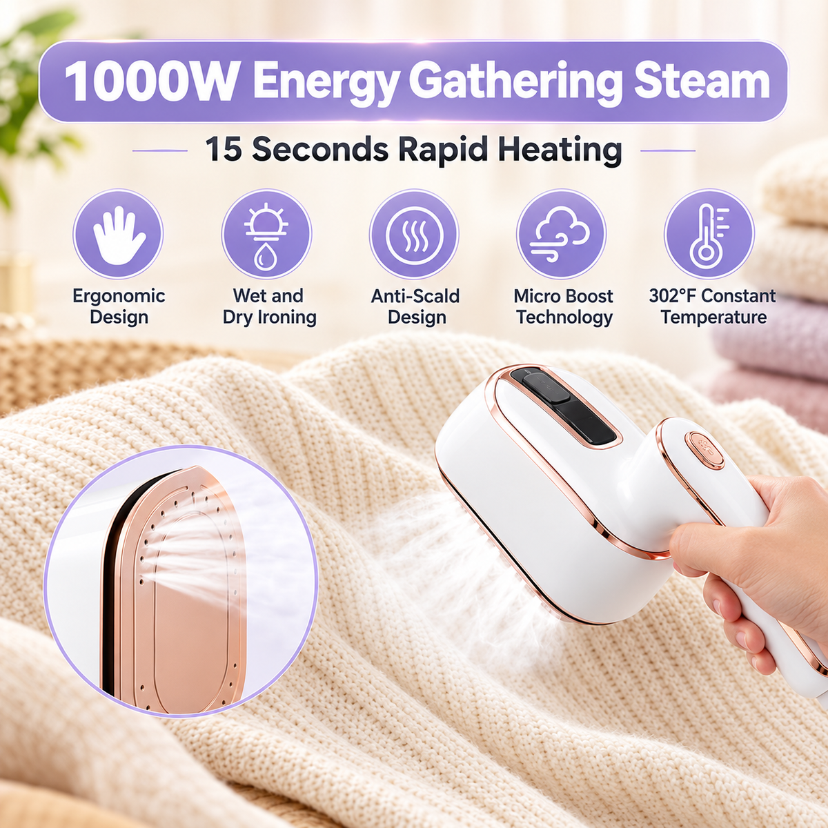👔 2-In-1 Portable Clothes Iron & Steamer— Fast & Easy Wrinkle Removal ✅