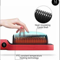 Hair Straightener Brush Curling Comb 2 In 1 Hair Hot Comb Anti-Scald Hair Straightener Brush For Girls Electric Heated Hair Styler Tool, Travel, Professional Salon at Home