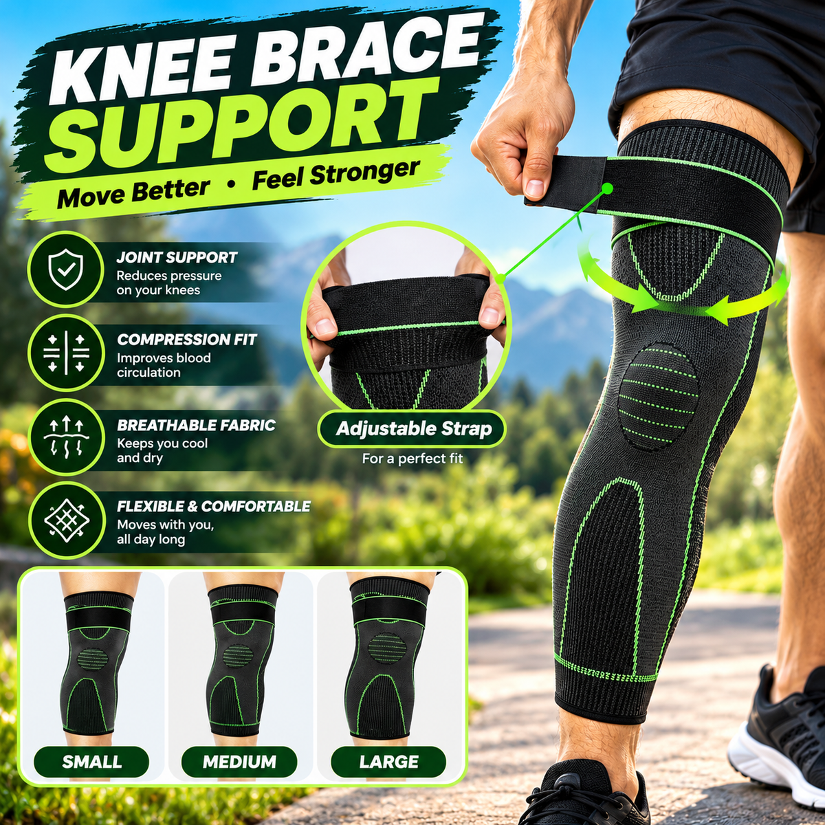 3D Elastic Knee Brace✨Fully Stretchable & Adjustable for all Sizes