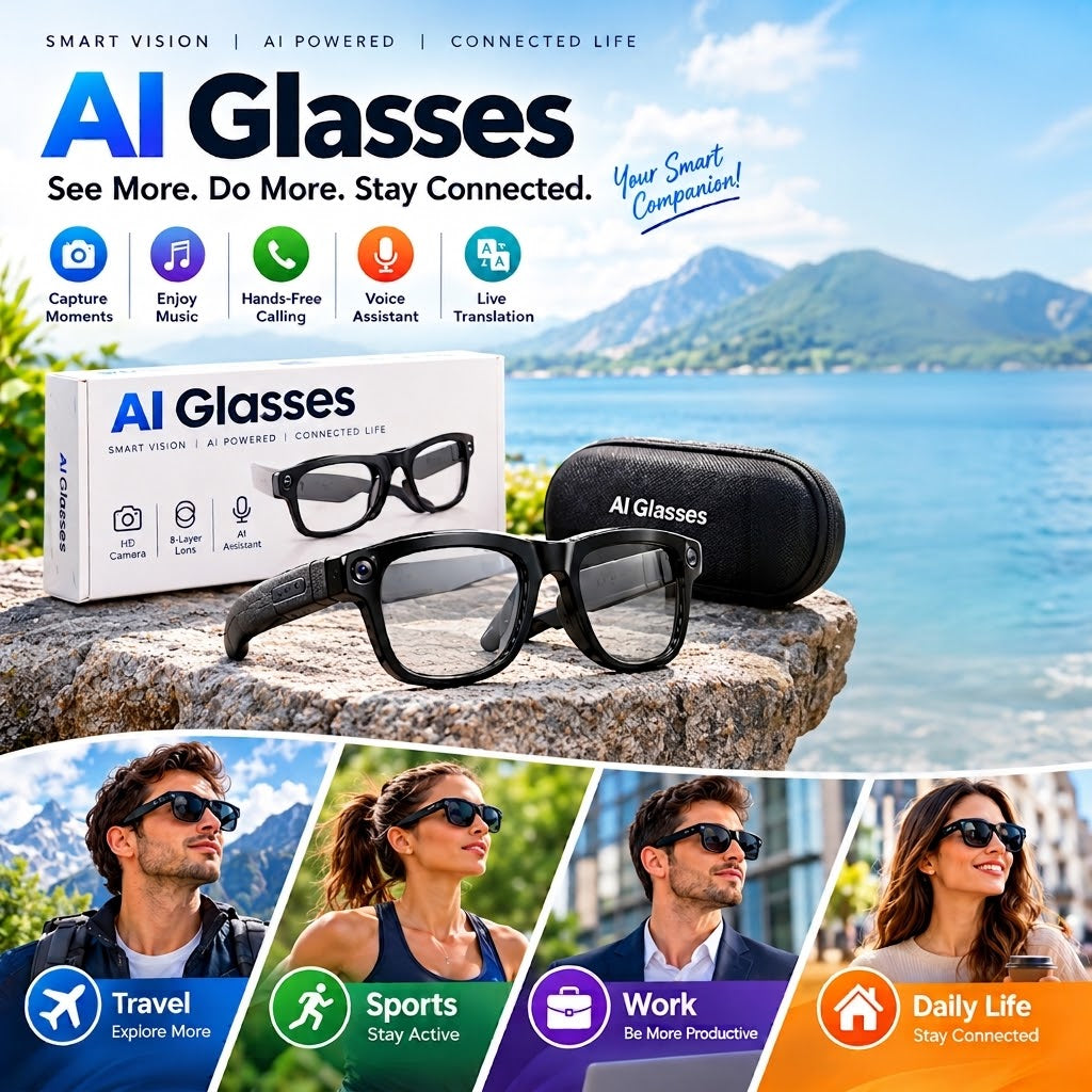 AI Smart Glasses with 8MP HD Camera 🕶️Premium Smart Glasses — Smart Style & Smarter Life”
