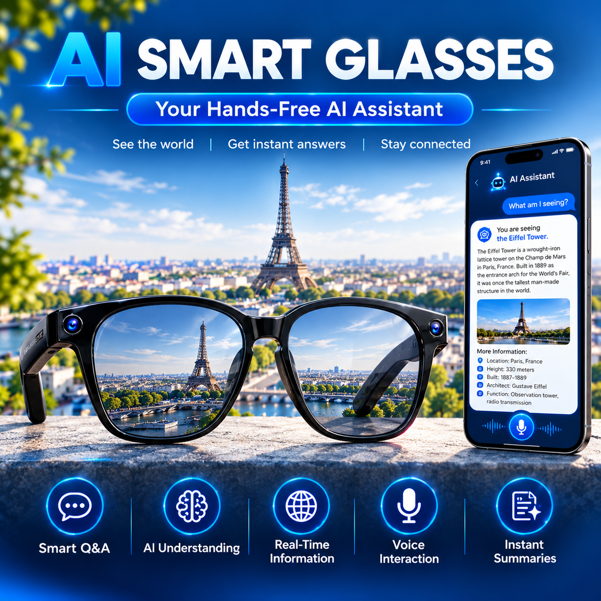 AI Smart Glasses with 8MP HD Camera 🕶️Premium Smart Glasses — Smart Style & Smarter Life”