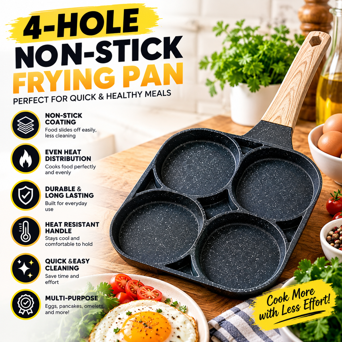 4-Hole Household Nonstick Frying Pan