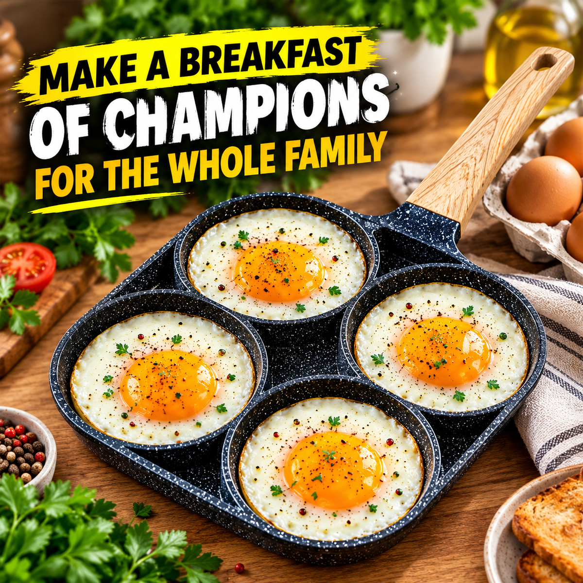 4-Hole Household Nonstick Frying Pan