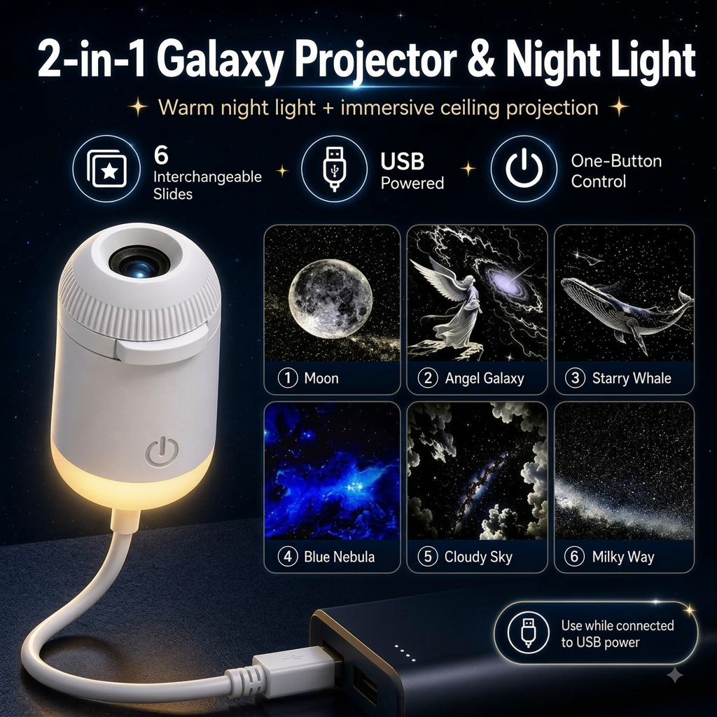 2-in-1 Galaxy Projector & Night Light🌌 6 Slides