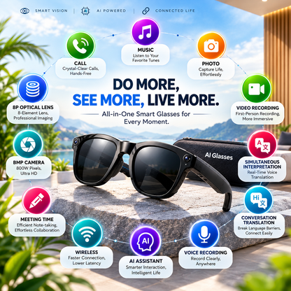 AI Smart Glasses with 8MP HD Camera 🕶️Premium Smart Glasses — Smart Style & Smarter Life”