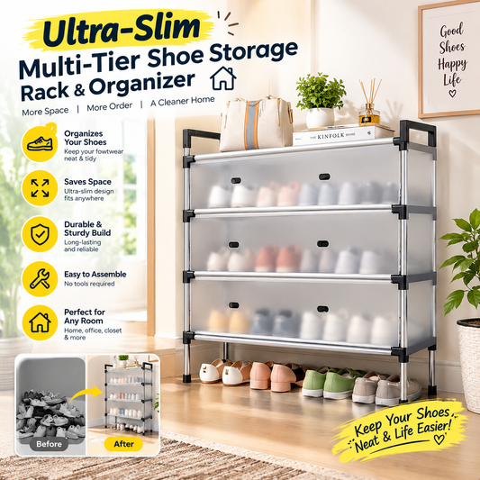 Ultra-Slim Multi-Tier Shoe Storage Rack & Organizer🏠