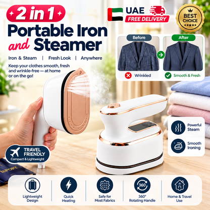 👔 2-In-1 Portable Clothes Iron & Steamer— Fast & Easy Wrinkle Removal ✅