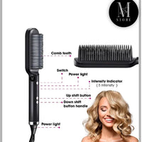 Hair Straightener Brush Curling Comb 2 In 1 Hair Hot Comb Anti-Scald Hair Straightener Brush For Girls Electric Heated Hair Styler Tool, Travel, Professional Salon at Home